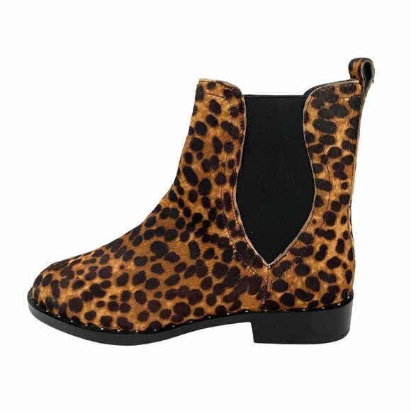 Rebecca Minkoff EUC Sabeen Too Calf Hair Leopard Print Pull On Bootie Sz 7.5 - Picture 2 of 10